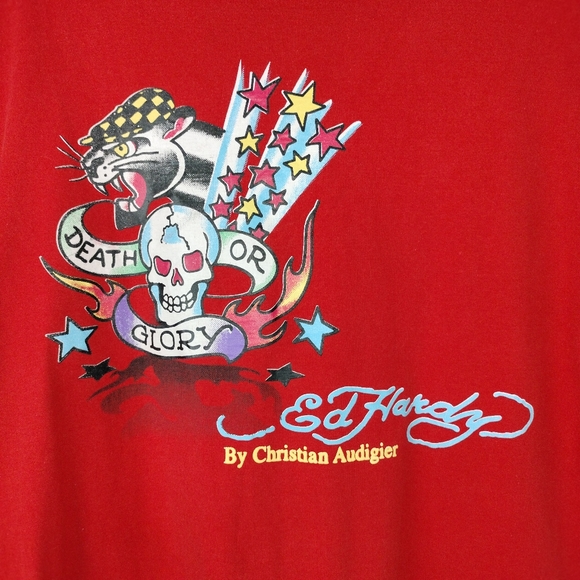 Ed Hardy by Christian Audigier Cotton "Death or Glory" Graphic Tee - Picture 2 of 8